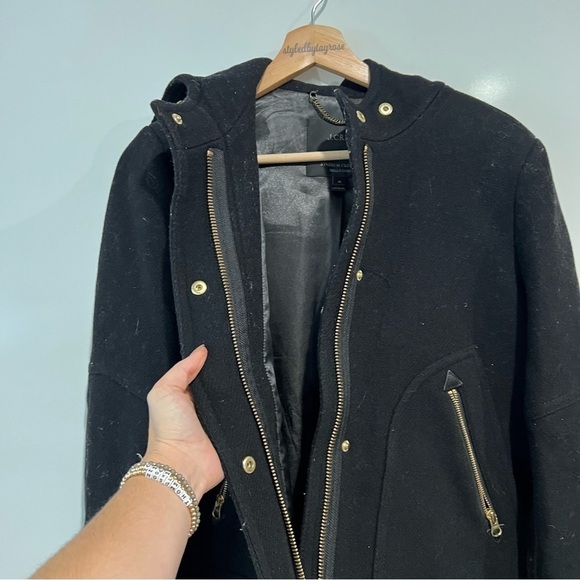 J. Crew Black Chateau Parka Italian Stadium Cloth Wool Jacket - Picture 12 of 16